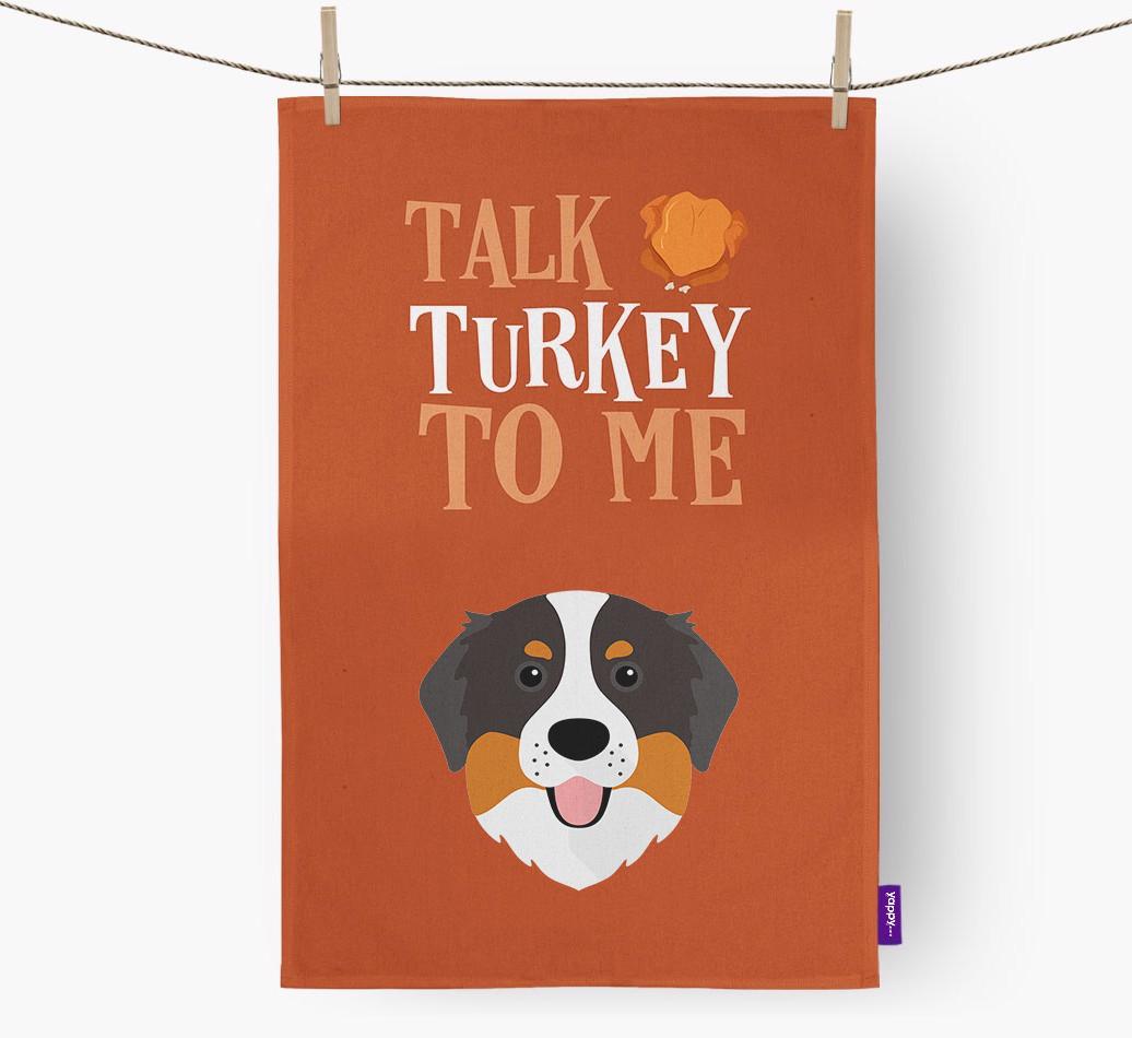 Talk Turkey To Me: Personalized {breedFullName} Dish Towel