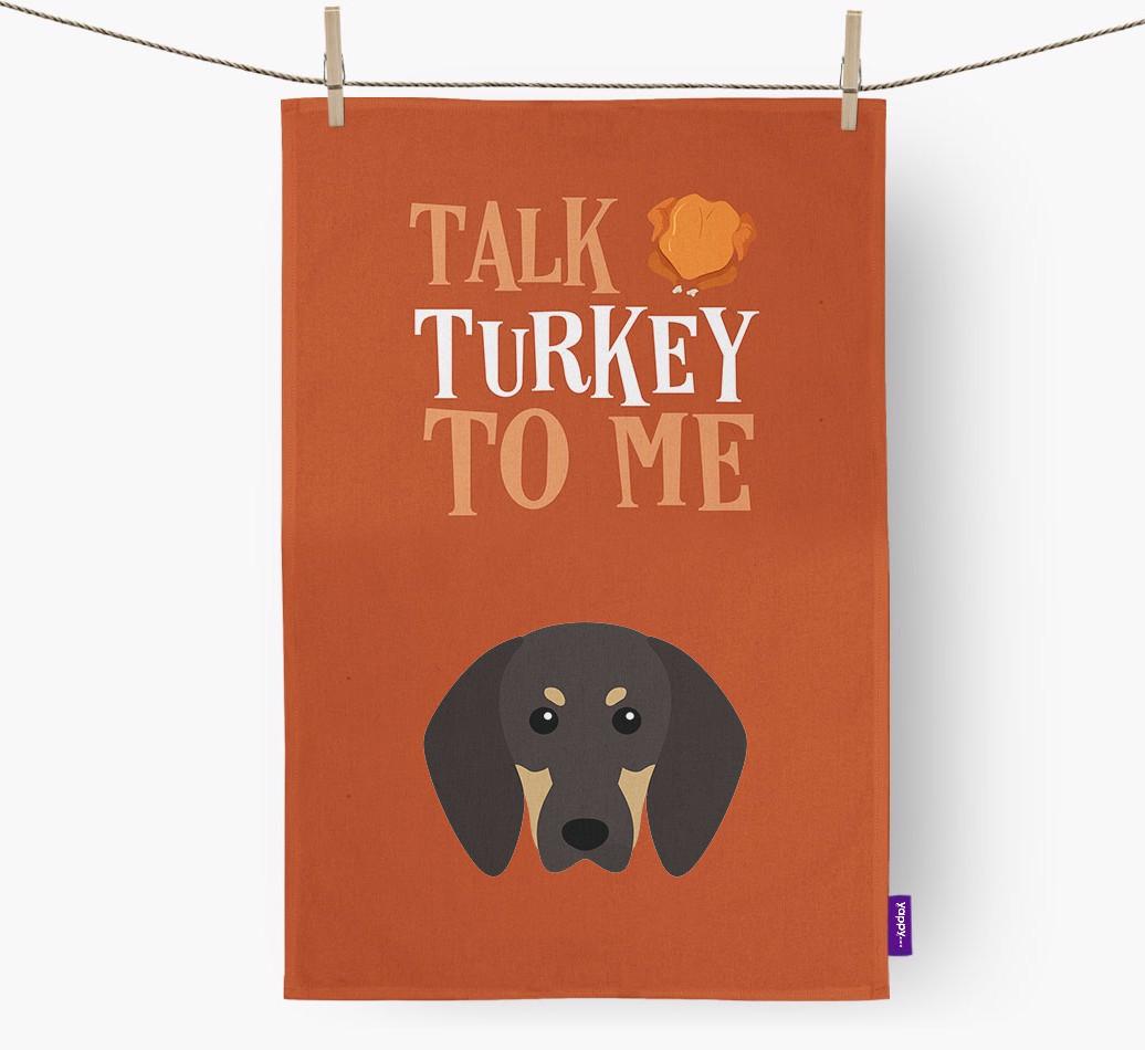 Talk Turkey To Me: Personalized {breedFullName} Dish Towel