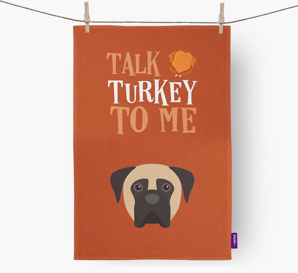 Talk Turkey To Me: Personalized {breedFullName} Dish Towel