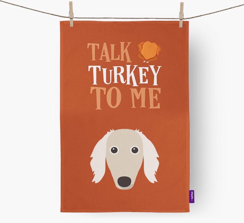 Talk Turkey To Me: Personalized {breedFullName} Dish Towel