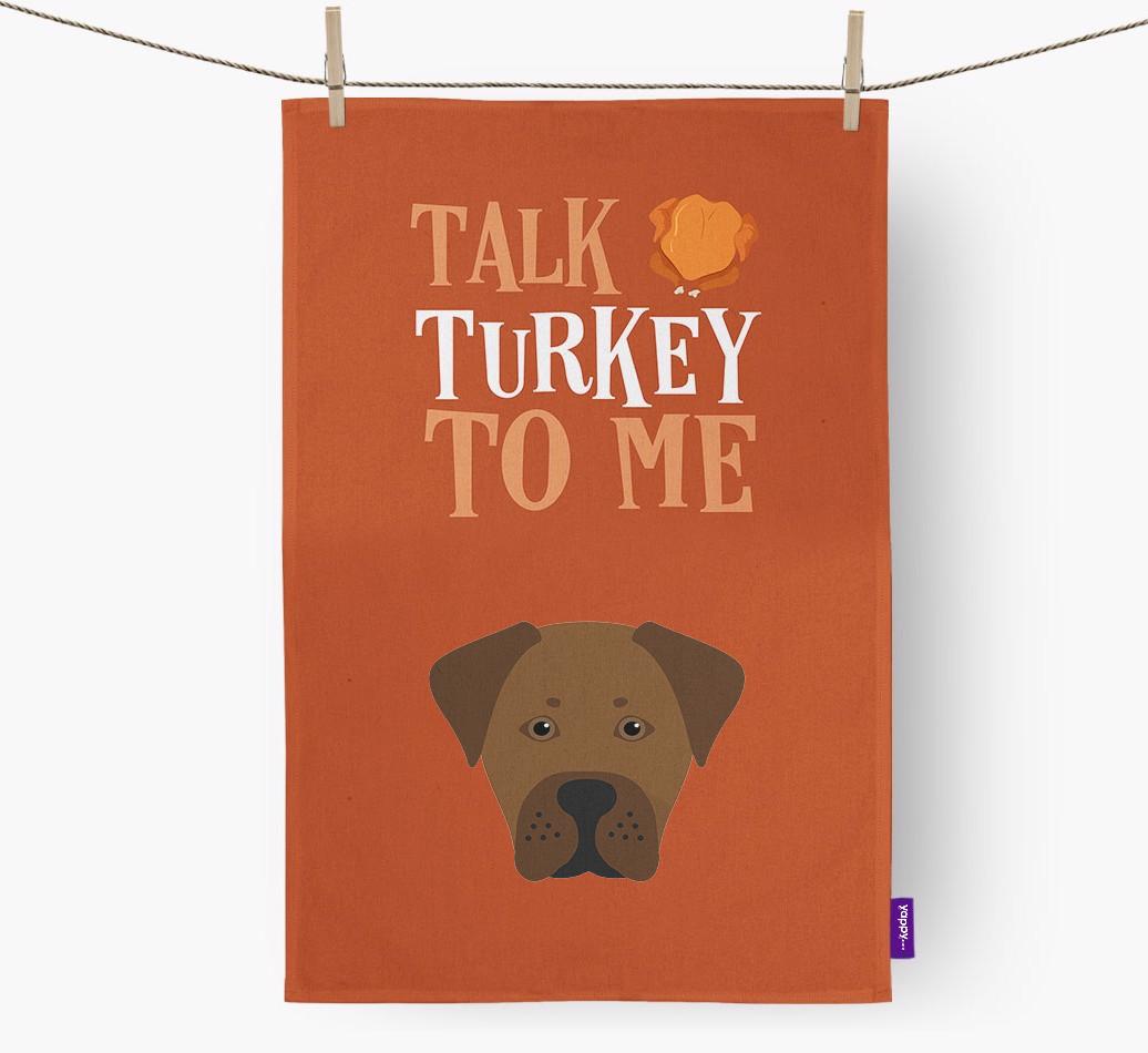 Talk Turkey To Me: Personalized {breedFullName} Dish Towel
