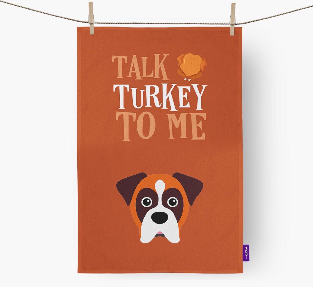 Talk Turkey To Me: Personalized {breedFullName} Dish Towel