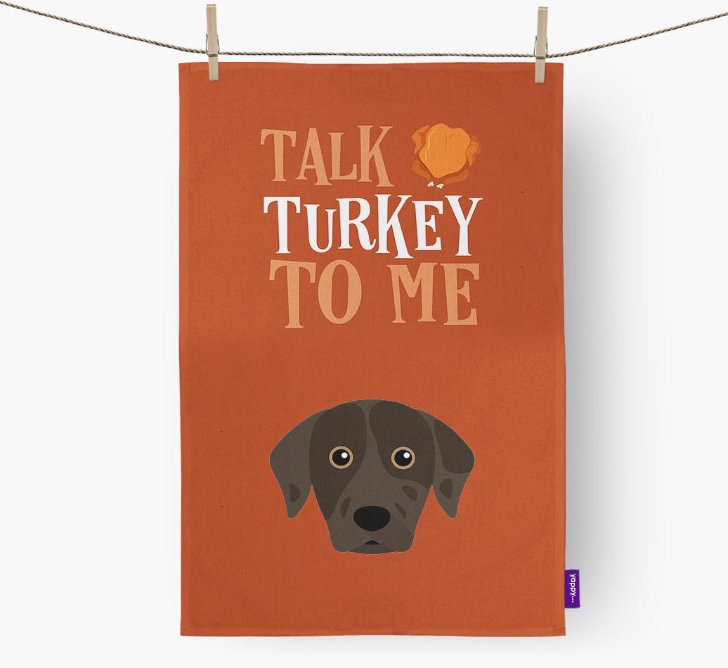 Talk Turkey To Me: Personalized {breedFullName} Dish Towel