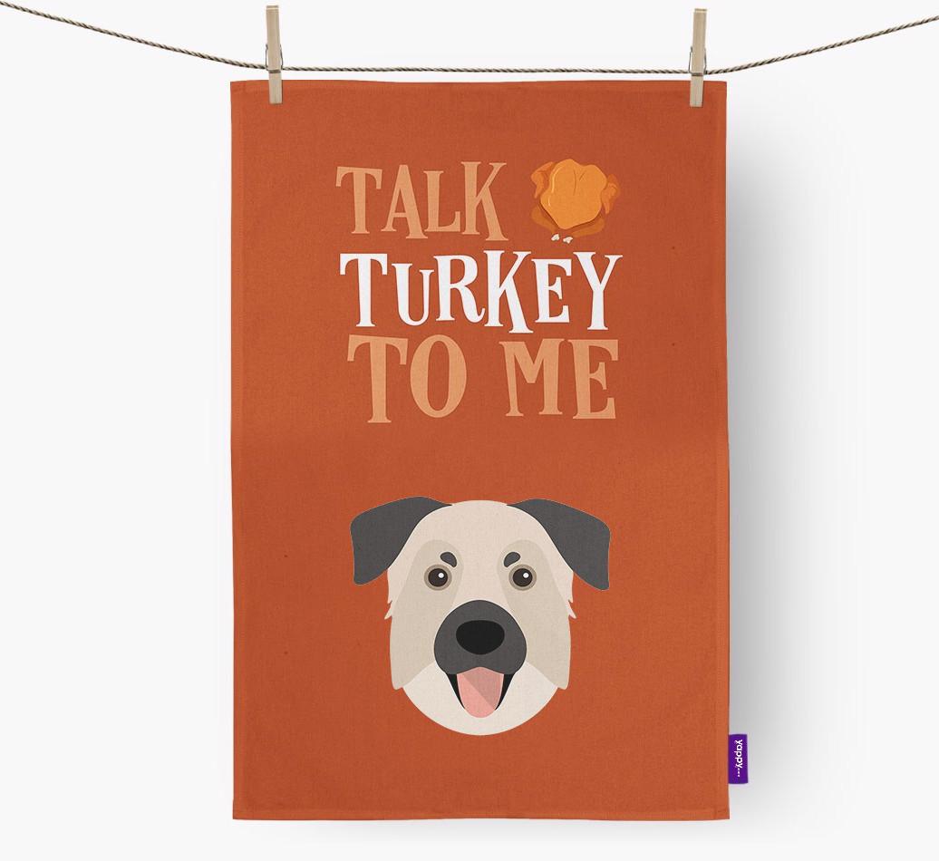 Talk Turkey To Me: Personalized {breedFullName} Dish Towel