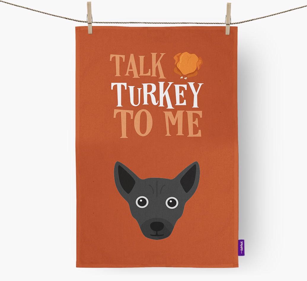 Talk Turkey To Me: Personalized {breedFullName} Dish Towel