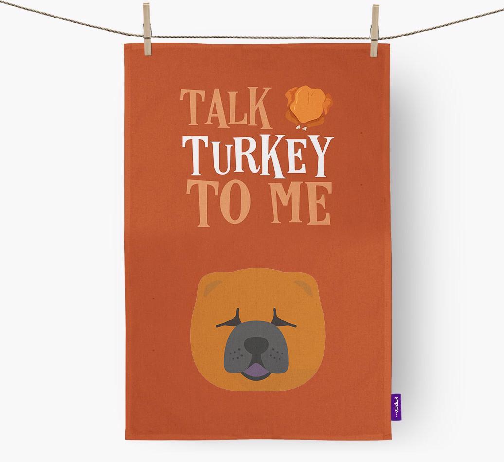 Talk Turkey To Me: Personalized {breedFullName} Dish Towel