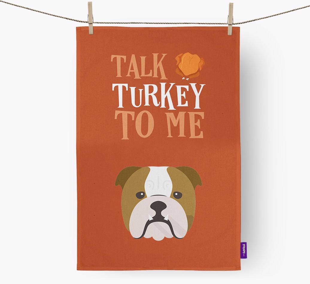 Talk Turkey To Me: Personalized {breedFullName} Dish Towel