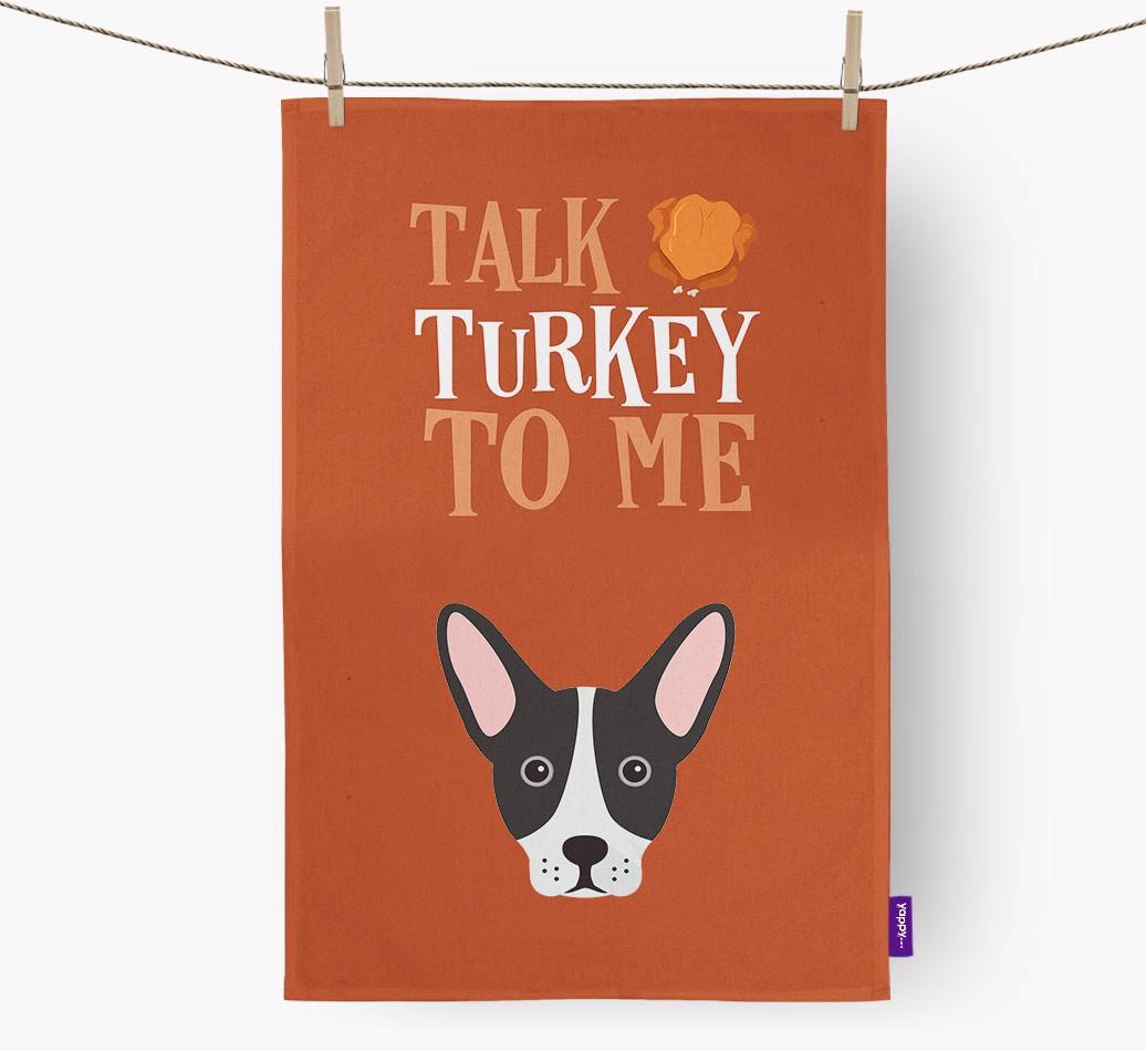 Talk Turkey To Me: Personalized {breedFullName} Dish Towel