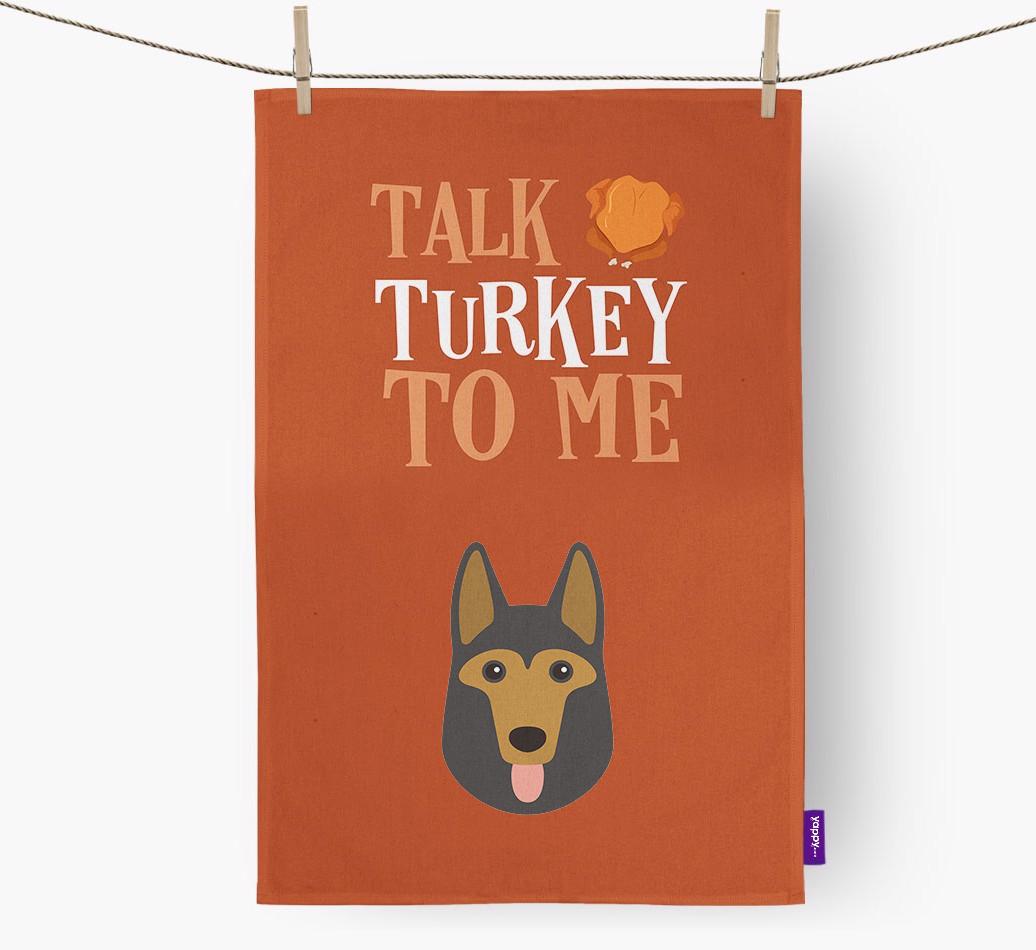 Talk Turkey To Me: Personalized {breedFullName} Dish Towel