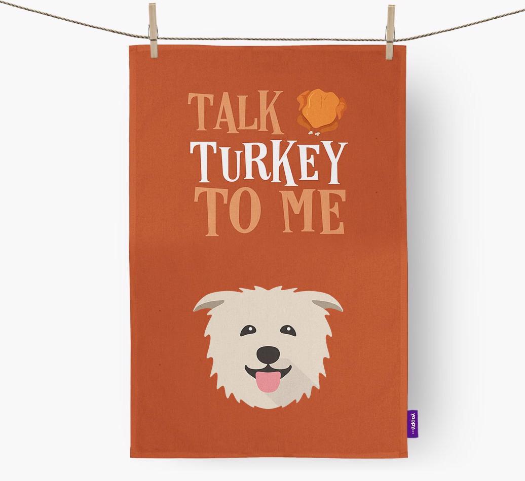 Talk Turkey To Me: Personalized {breedFullName} Dish Towel