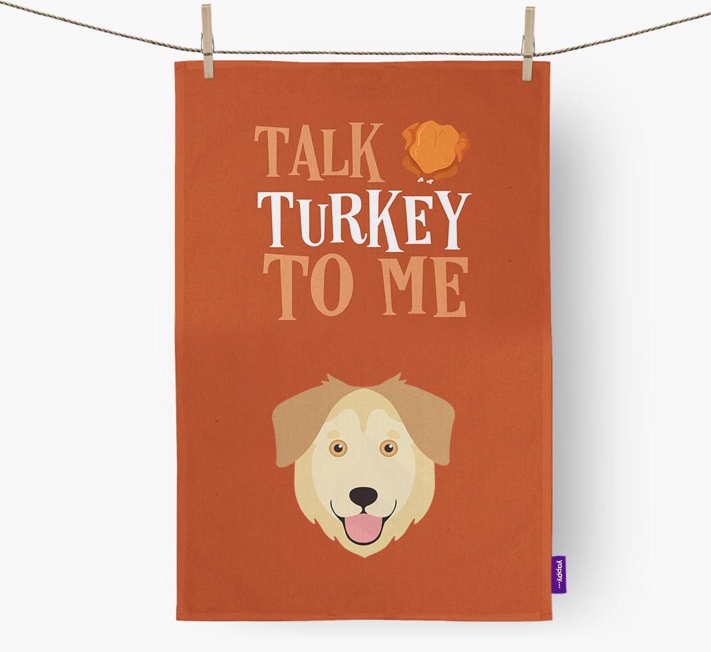 Talk Turkey To Me: Personalized {breedFullName} Dish Towel