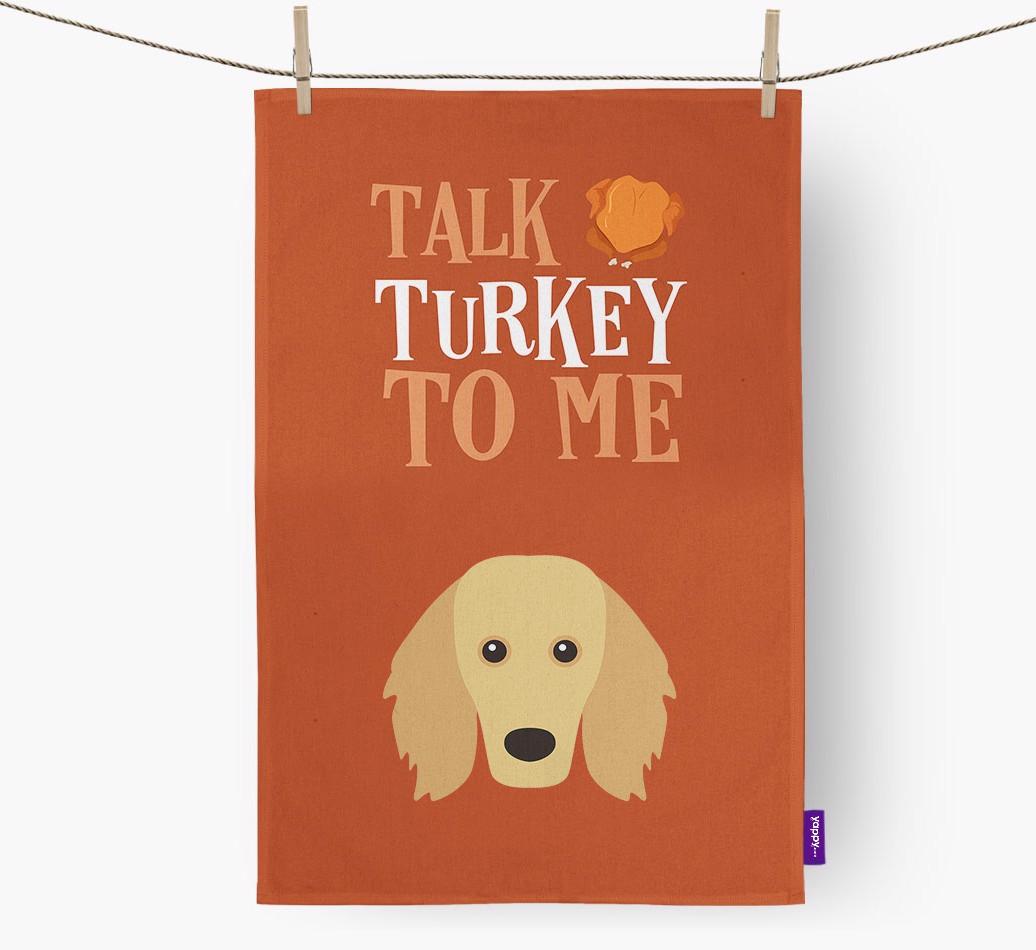 Talk Turkey To Me: Personalized {breedFullName} Dish Towel
