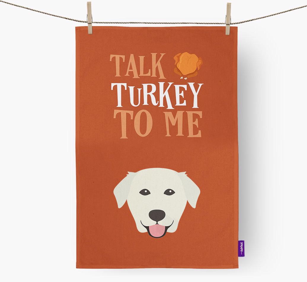 Talk Turkey To Me: Personalized {breedFullName} Dish Towel