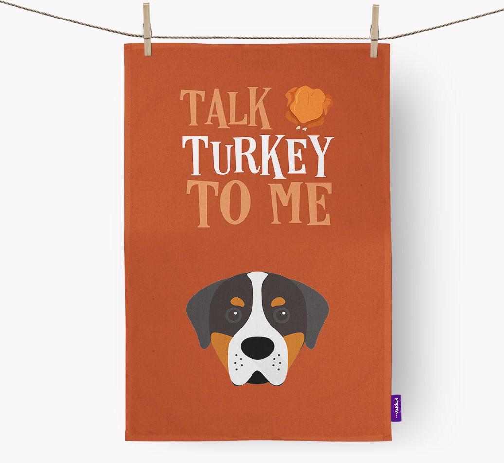 Talk Turkey To Me: Personalized {breedFullName} Dish Towel