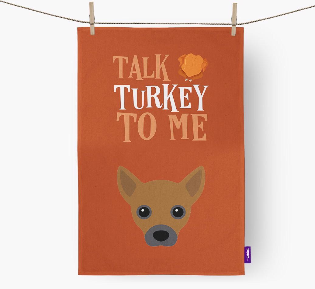 Talk Turkey To Me: Personalized {breedFullName} Dish Towel