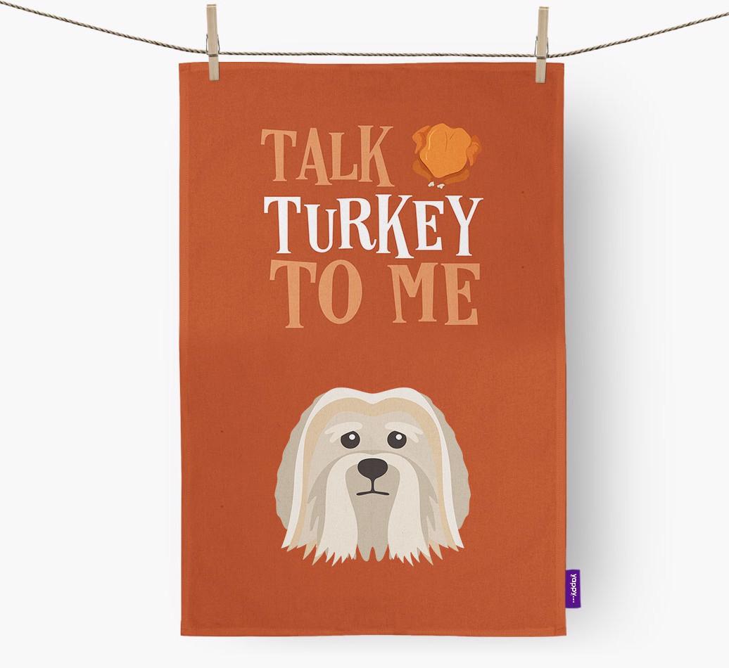 Talk Turkey To Me: Personalized {breedFullName} Dish Towel