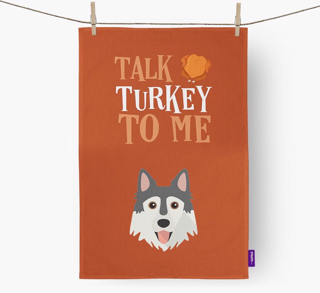 Talk Turkey To Me: Personalized {breedFullName} Dish Towel