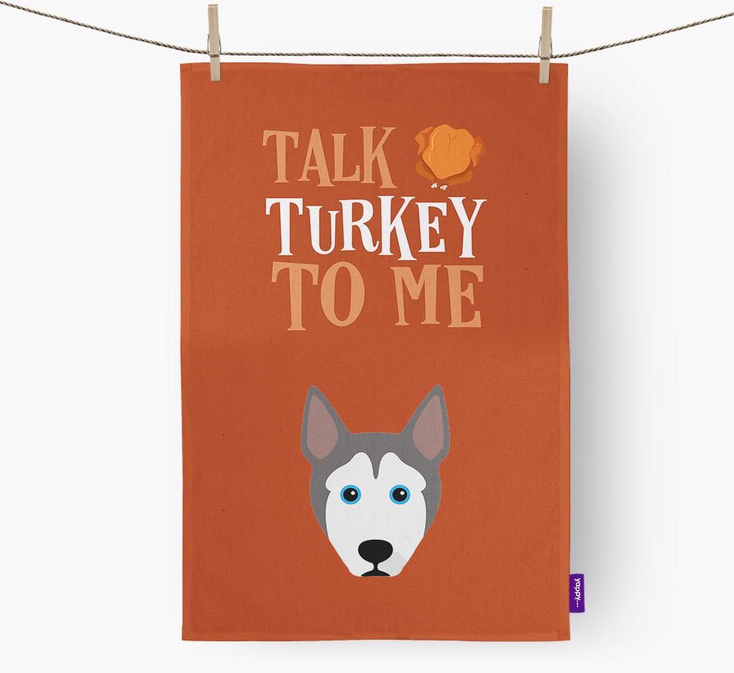 Talk Turkey To Me: Personalized {breedFullName} Dish Towel