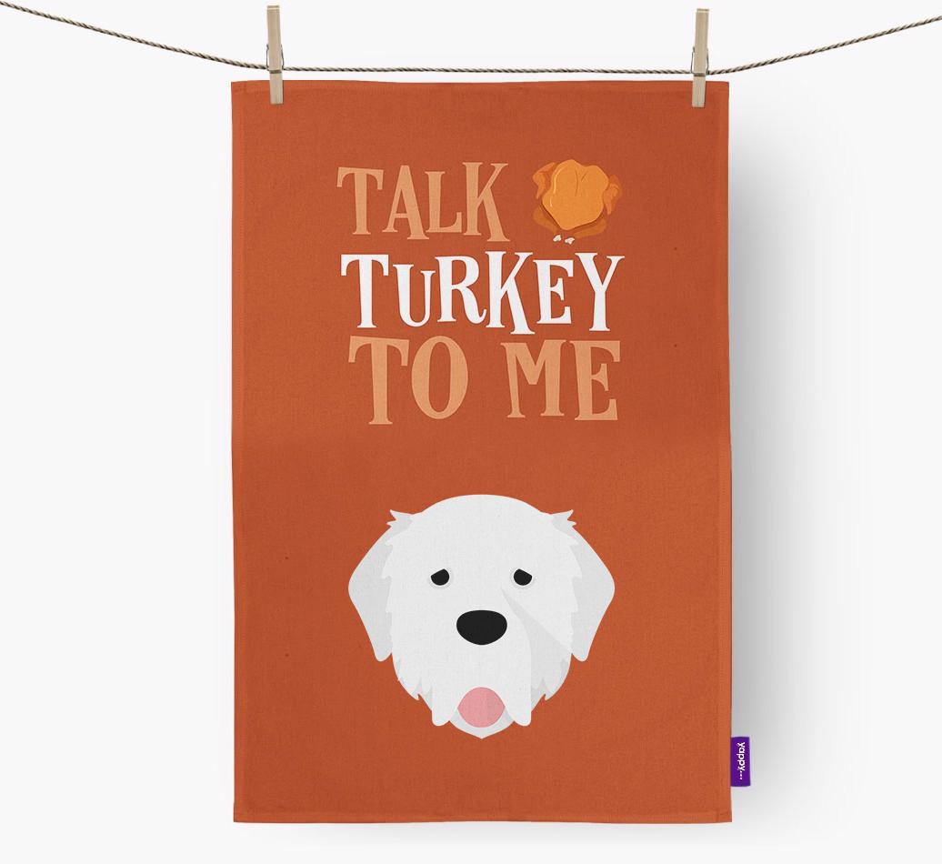 Talk Turkey To Me: Personalized {breedFullName} Dish Towel