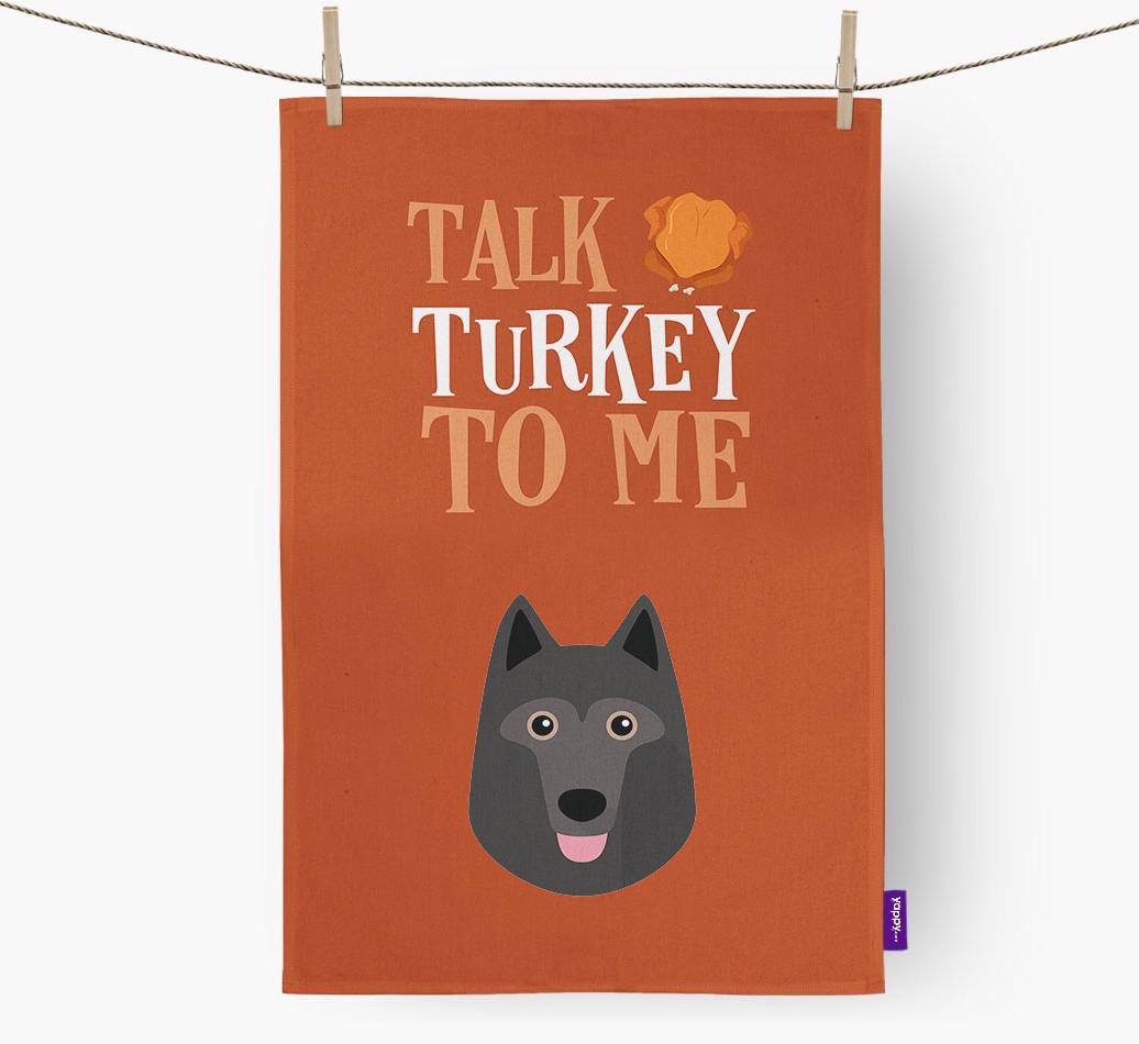 Talk Turkey To Me: Personalized {breedFullName} Dish Towel