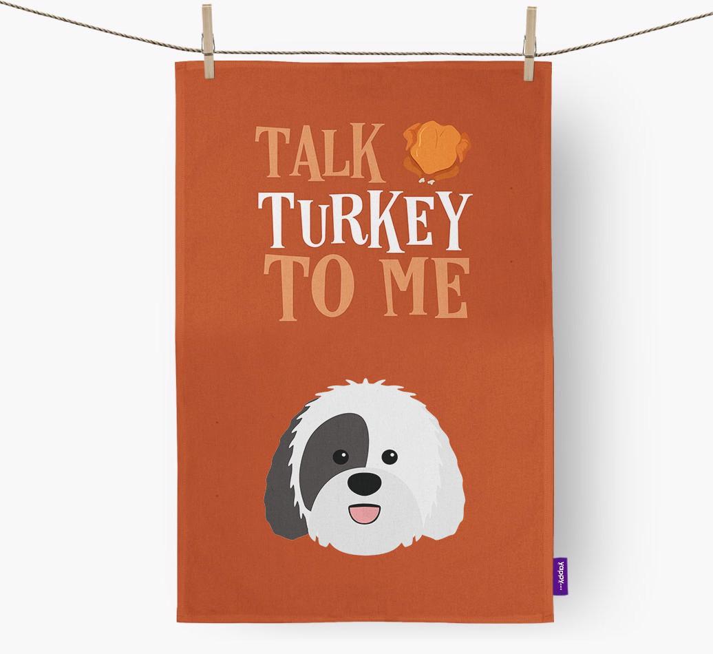 Talk Turkey To Me: Personalized {breedFullName} Dish Towel