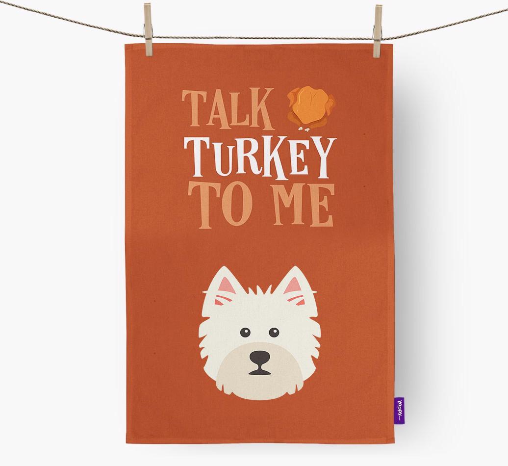 Talk Turkey To Me: Personalized {breedFullName} Dish Towel