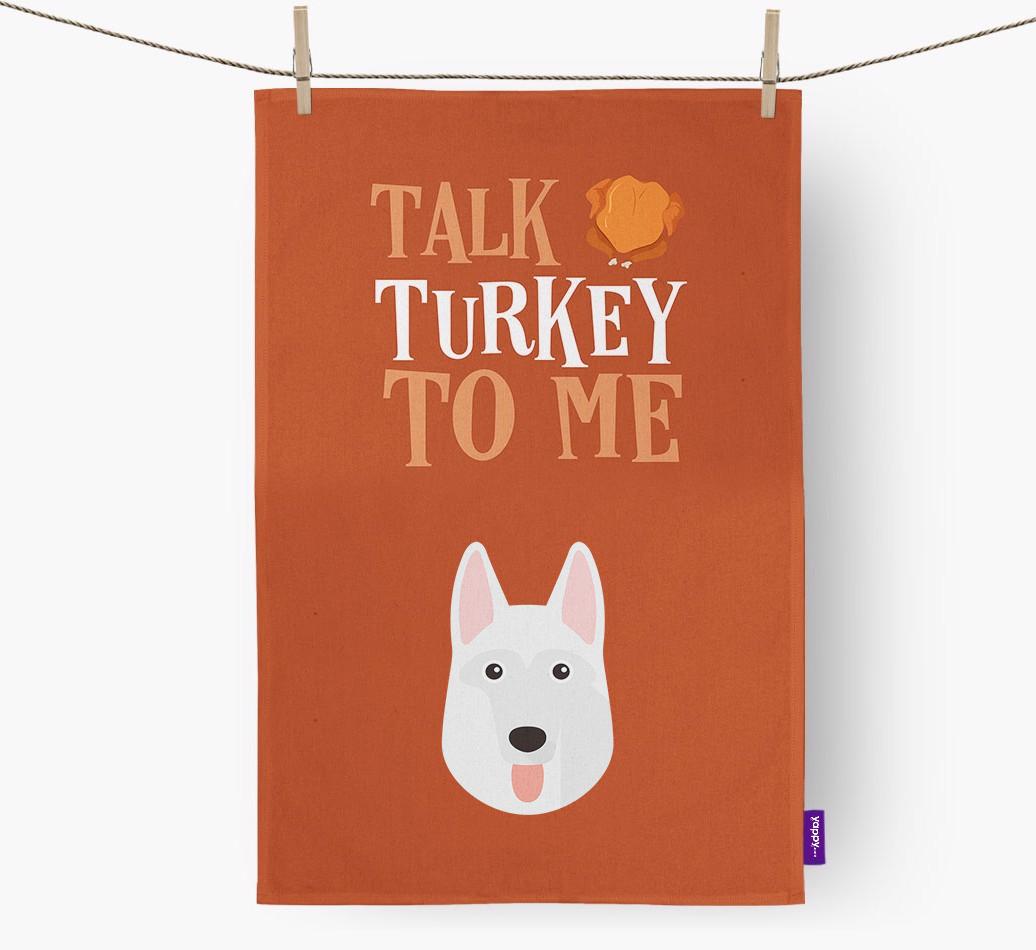 Talk Turkey To Me: Personalized {breedFullName} Dish Towel