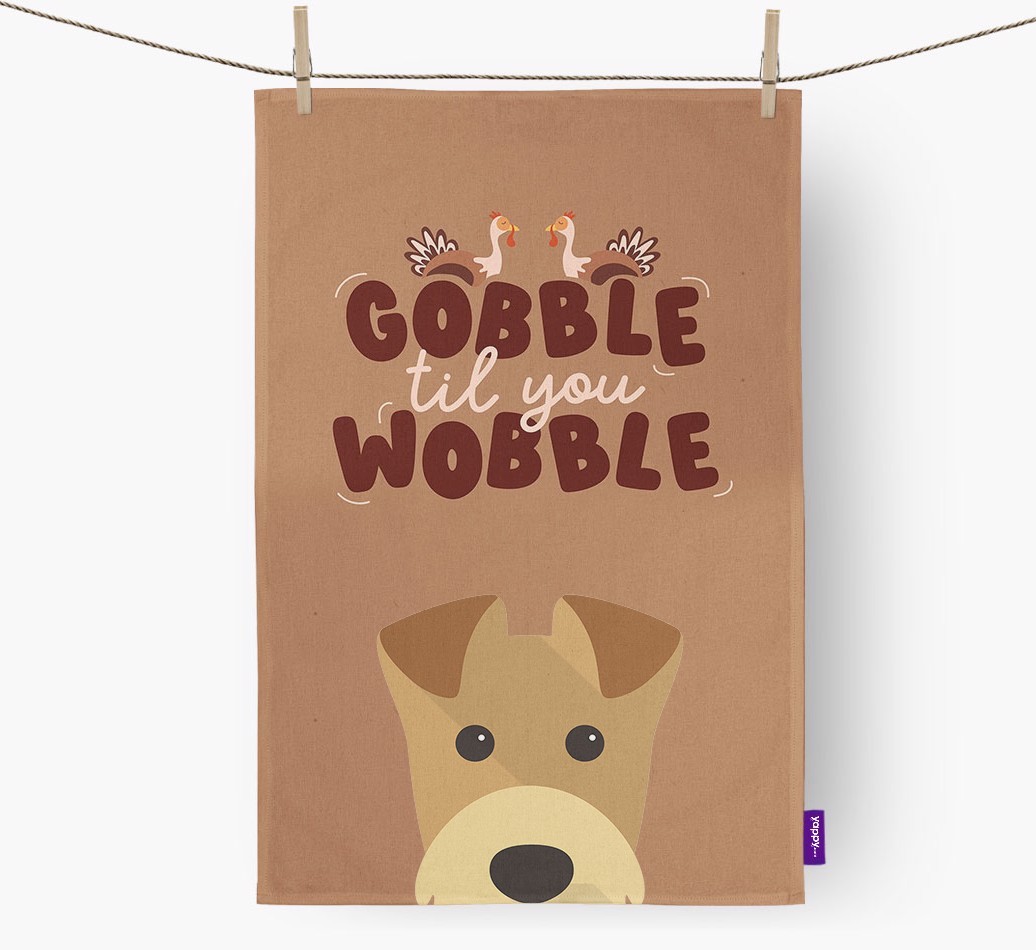 Gobble Til You Wobble: Personalised {breedFullName} Tea Towel