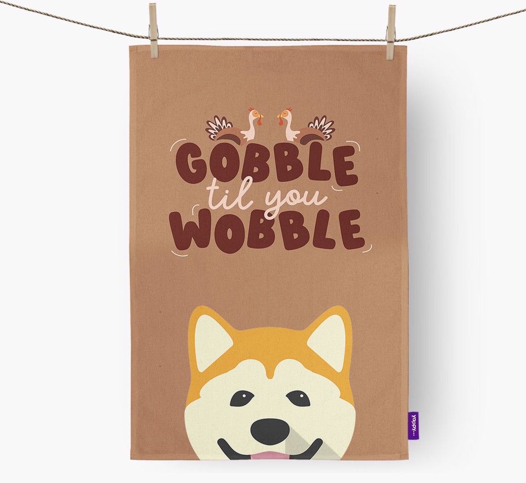 Gobble Til You Wobble: Personalised {breedFullName} Tea Towel