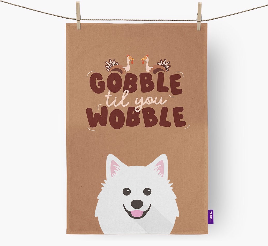 Gobble Til You Wobble: Personalised {breedFullName} Tea Towel
