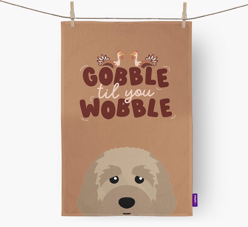 Gobble Til You Wobble: Personalized {breedFullName} Dish Towel