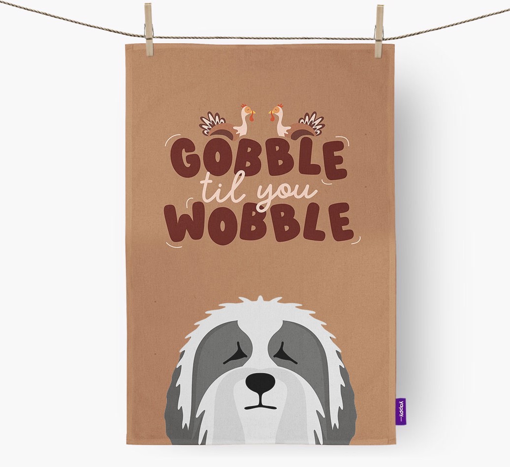 Gobble Til You Wobble: Personalized {breedFullName} Dish Towel