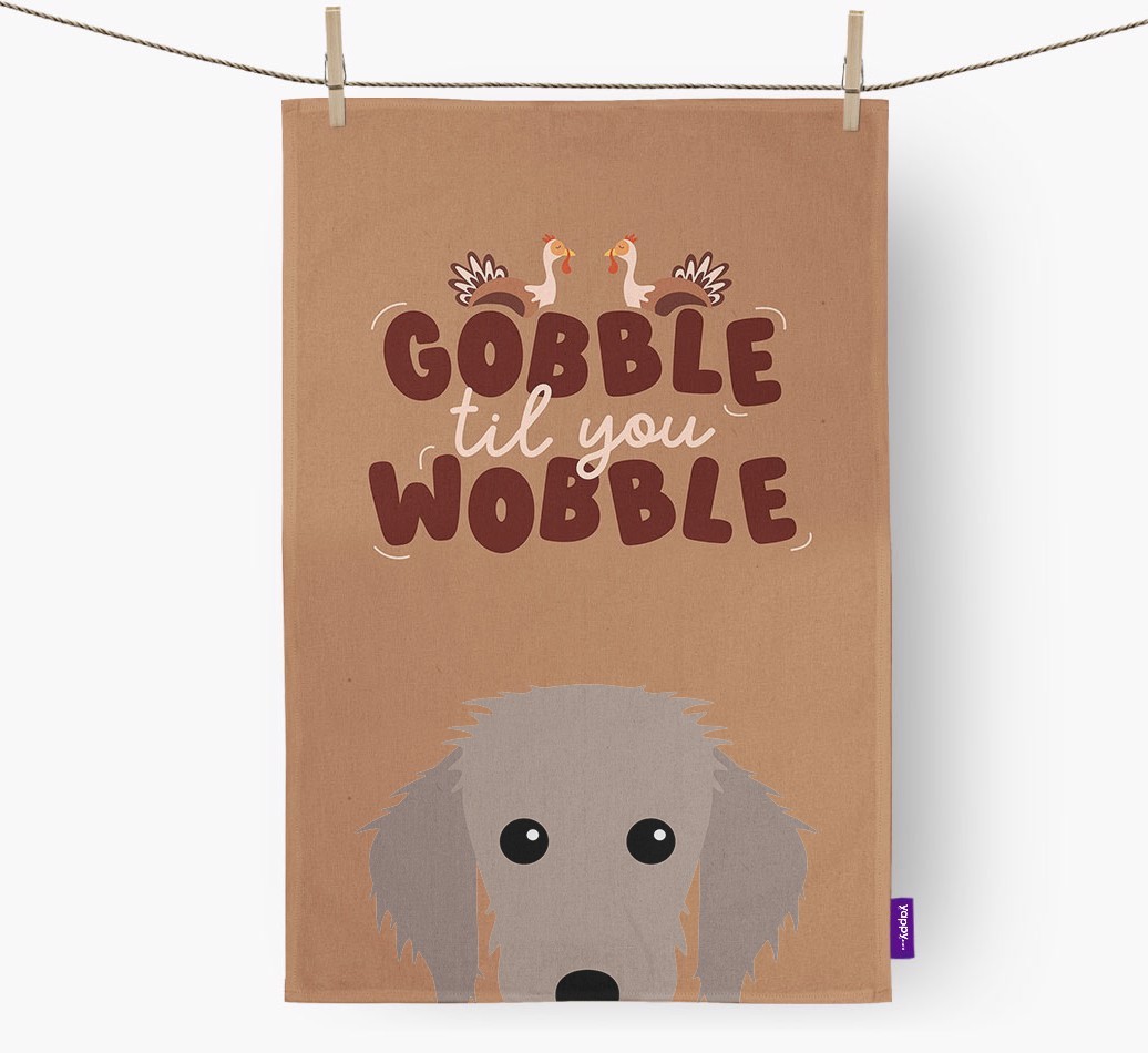 Gobble Til You Wobble: Personalized {breedFullName} Dish Towel