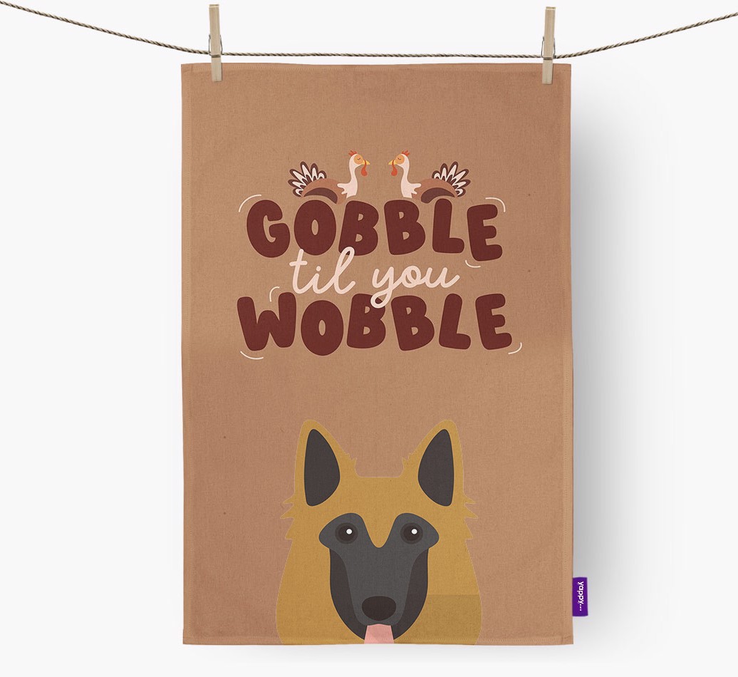 Gobble Til You Wobble: Personalised {breedFullName} Tea Towel