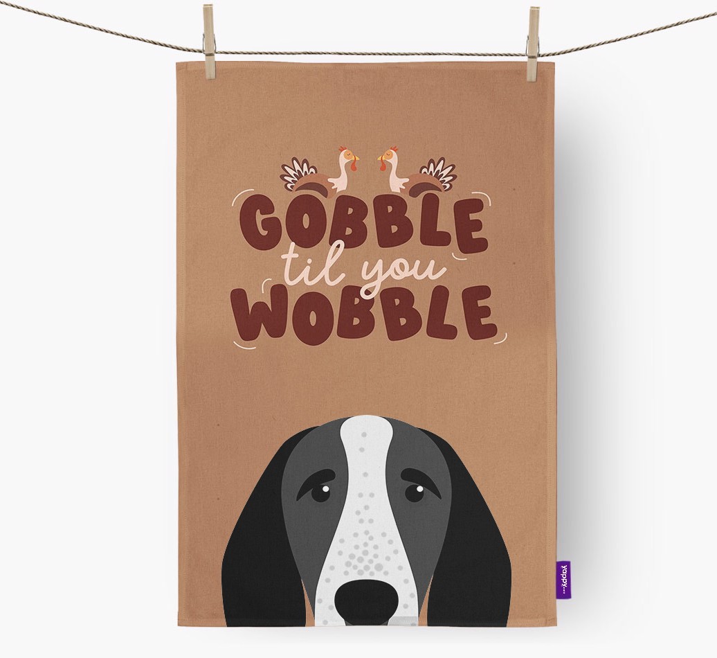Gobble Til You Wobble: Personalised {breedFullName} Tea Towel