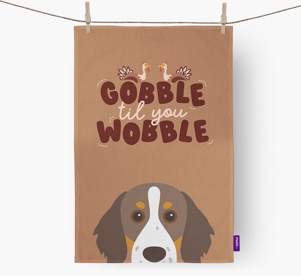 Gobble Til You Wobble: Personalised {breedFullName} Tea Towel