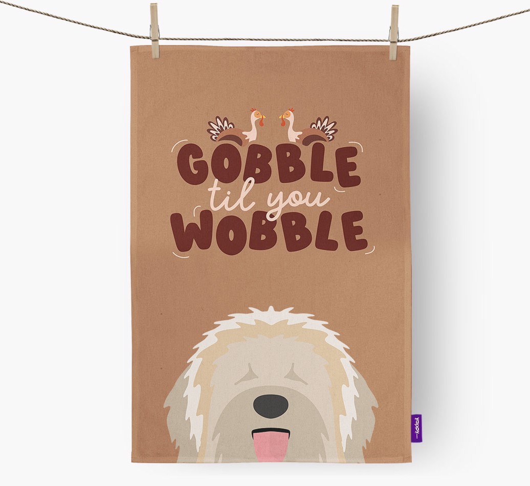Gobble Til You Wobble: Personalised {breedFullName} Tea Towel
