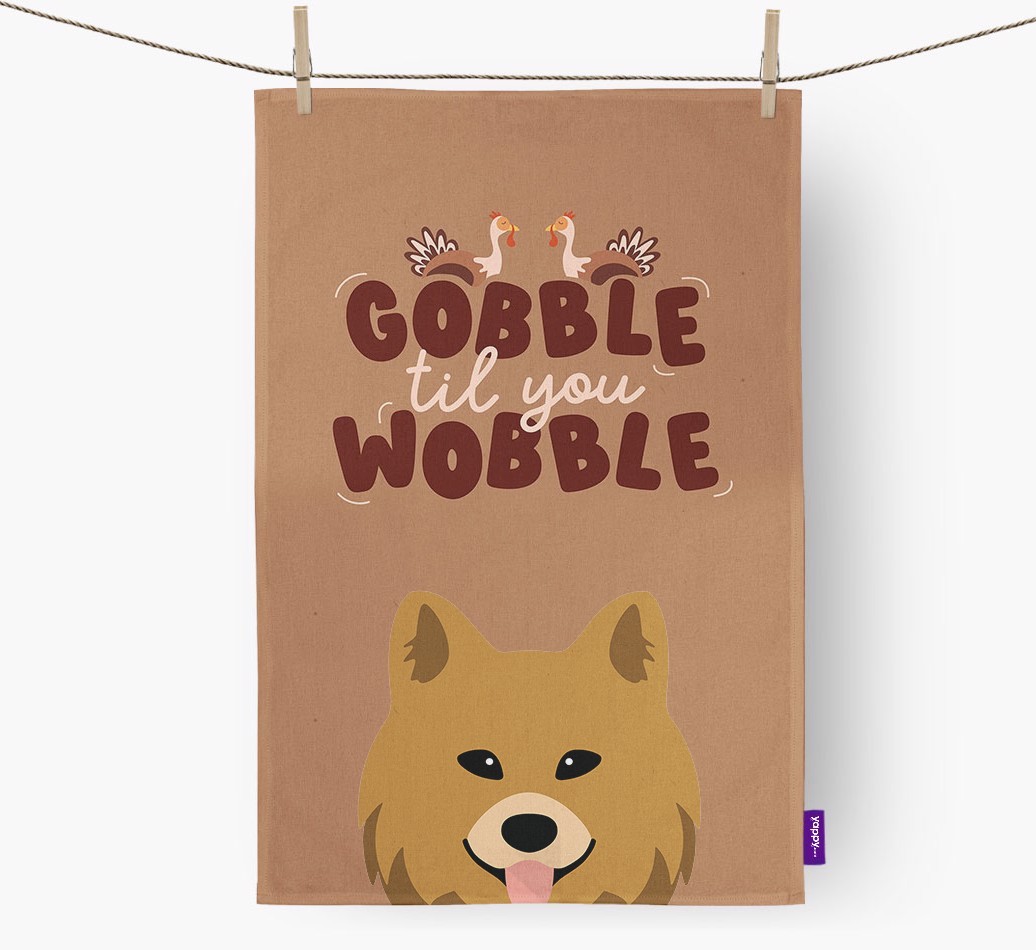 Gobble Til You Wobble: Personalised {breedFullName} Tea Towel