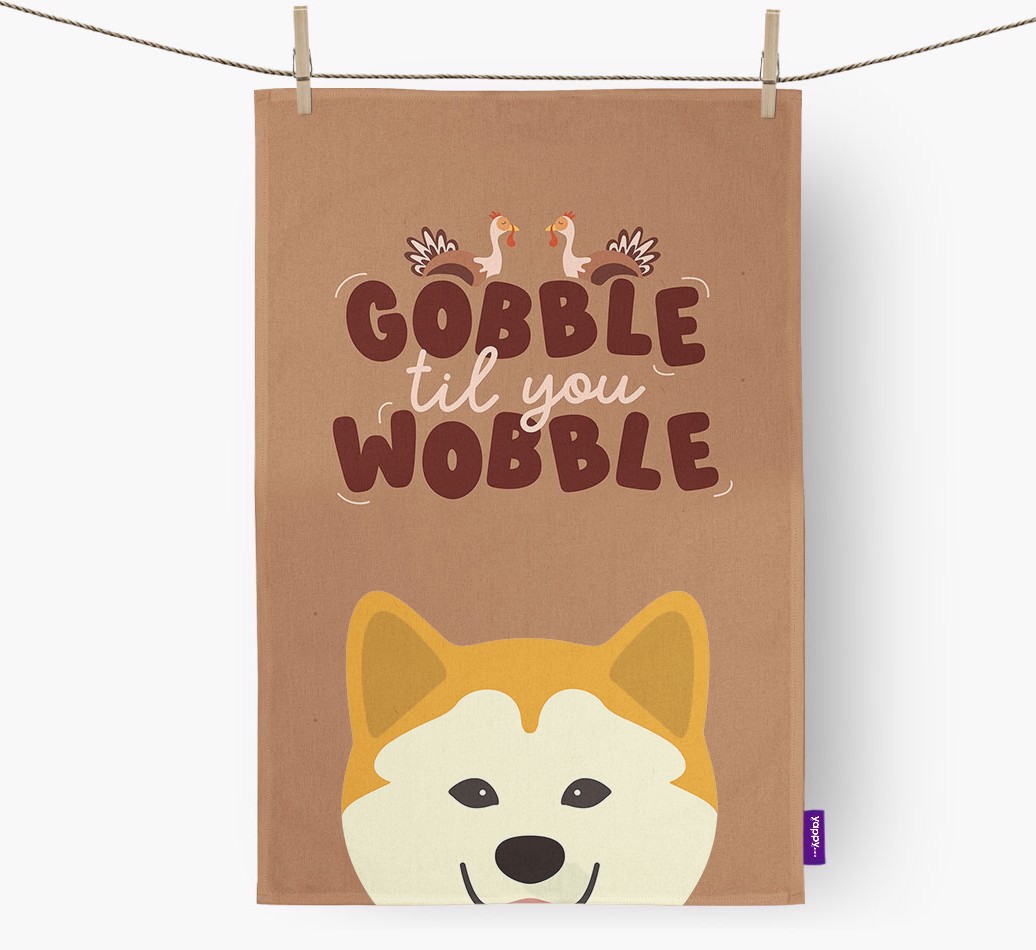 Gobble Til You Wobble: Personalised {breedFullName} Tea Towel