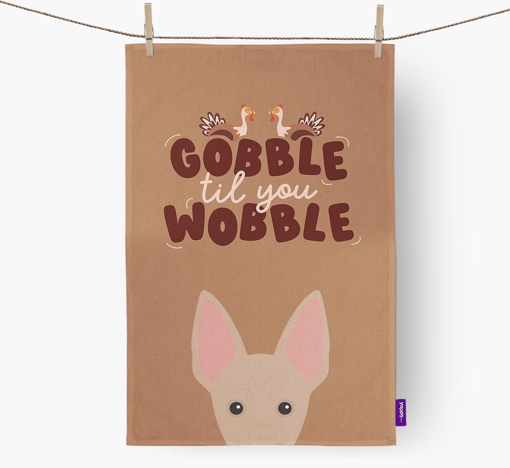 Gobble Til You Wobble: Personalised {breedFullName} Tea Towel