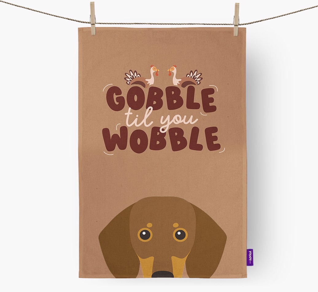 Gobble Til You Wobble: Personalised {breedFullName} Tea Towel