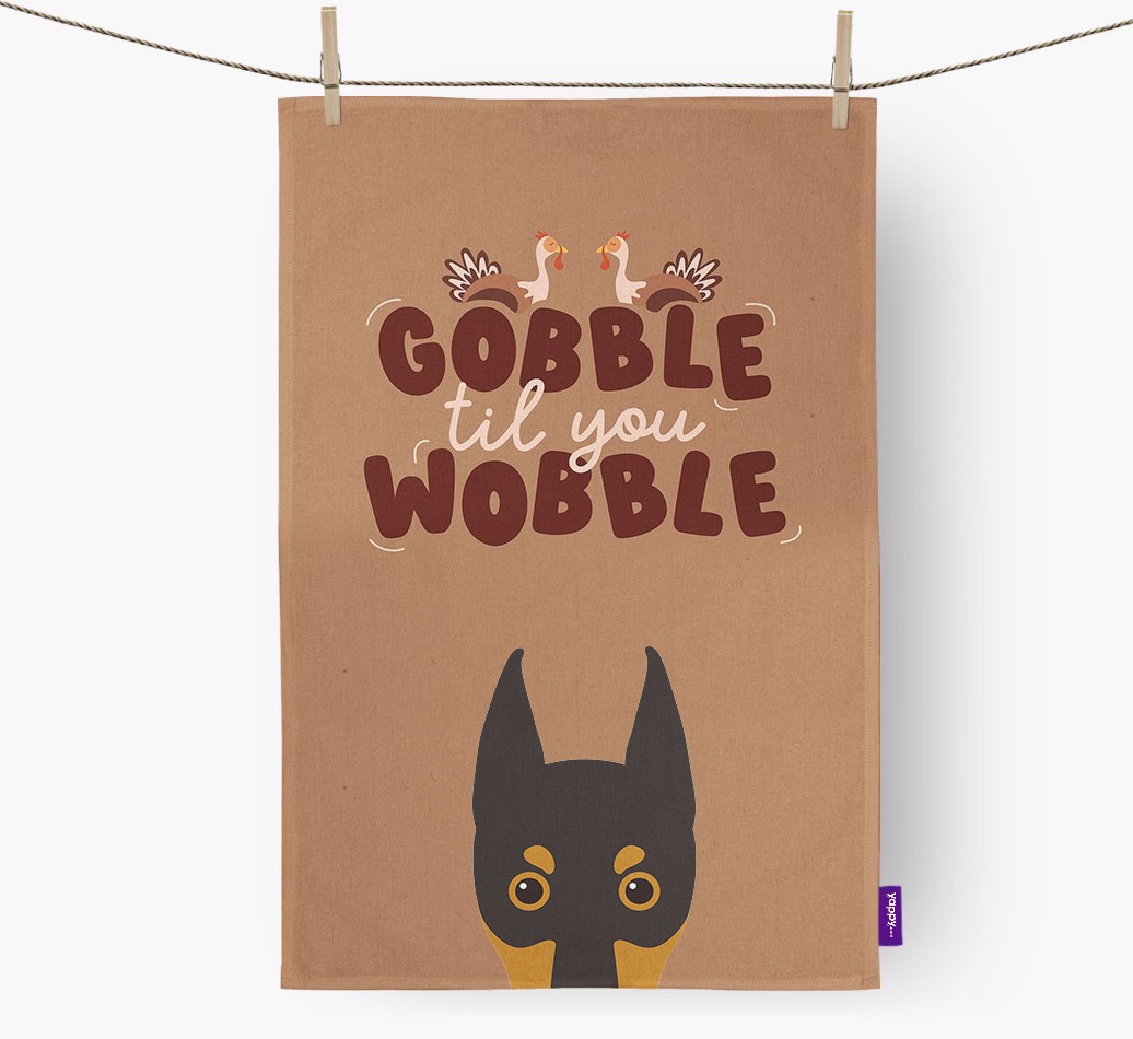 Gobble Til You Wobble: Personalised {breedFullName} Tea Towel