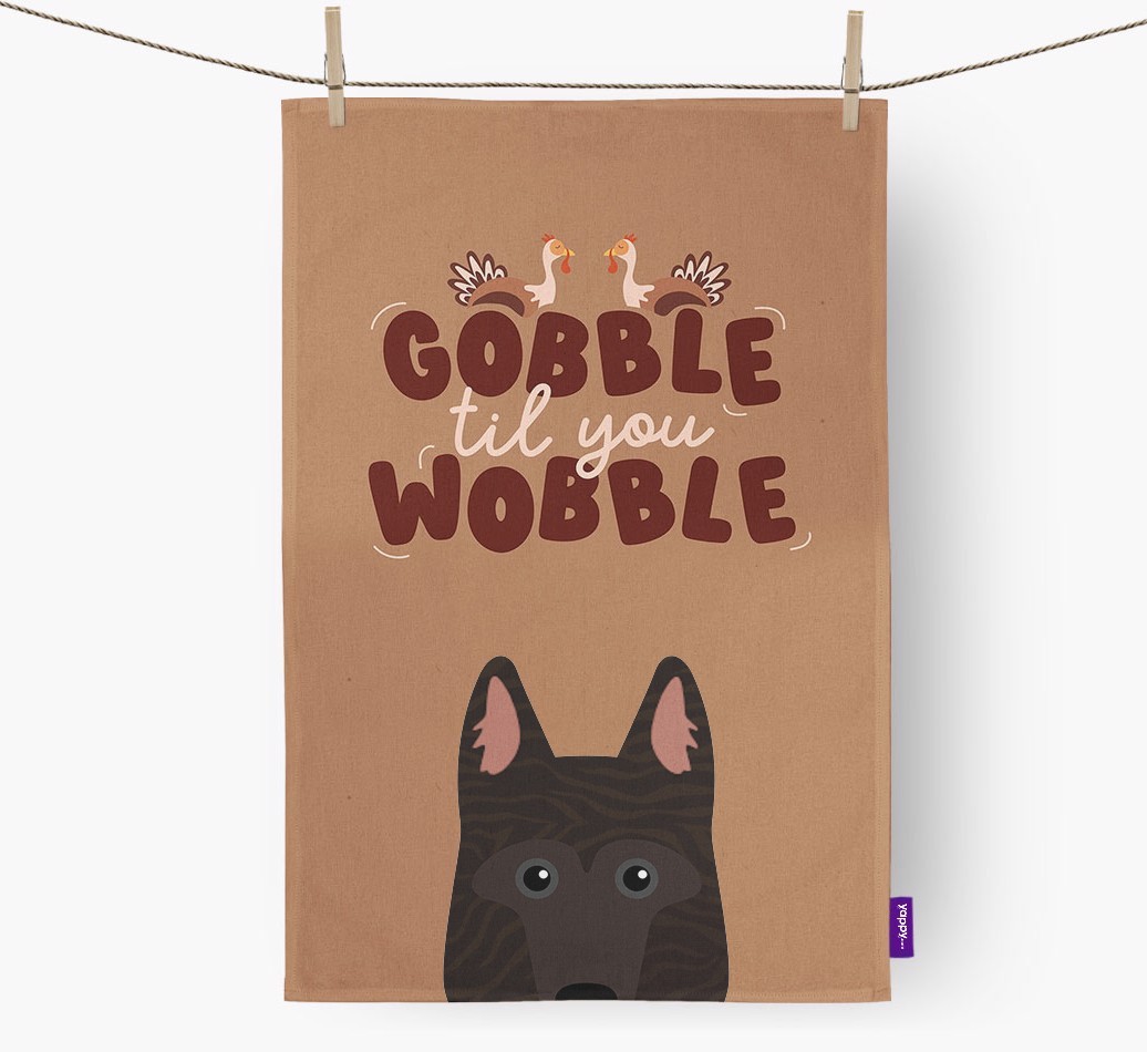 Gobble Til You Wobble: Personalized {breedFullName} Dish Towel