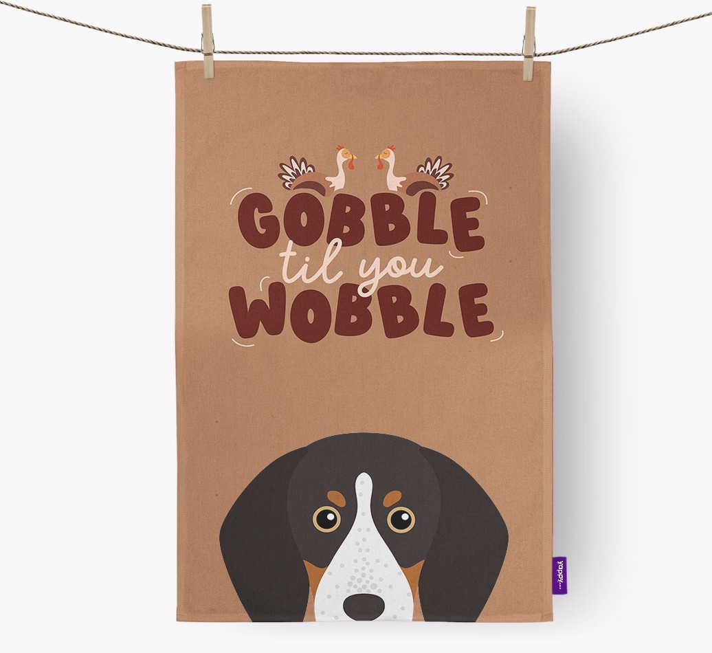 Gobble Til You Wobble: Personalised {breedFullName} Tea Towel