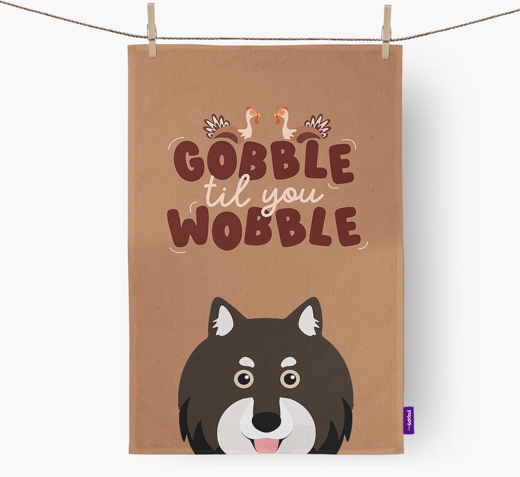 Gobble Til You Wobble: Personalised {breedFullName} Tea Towel