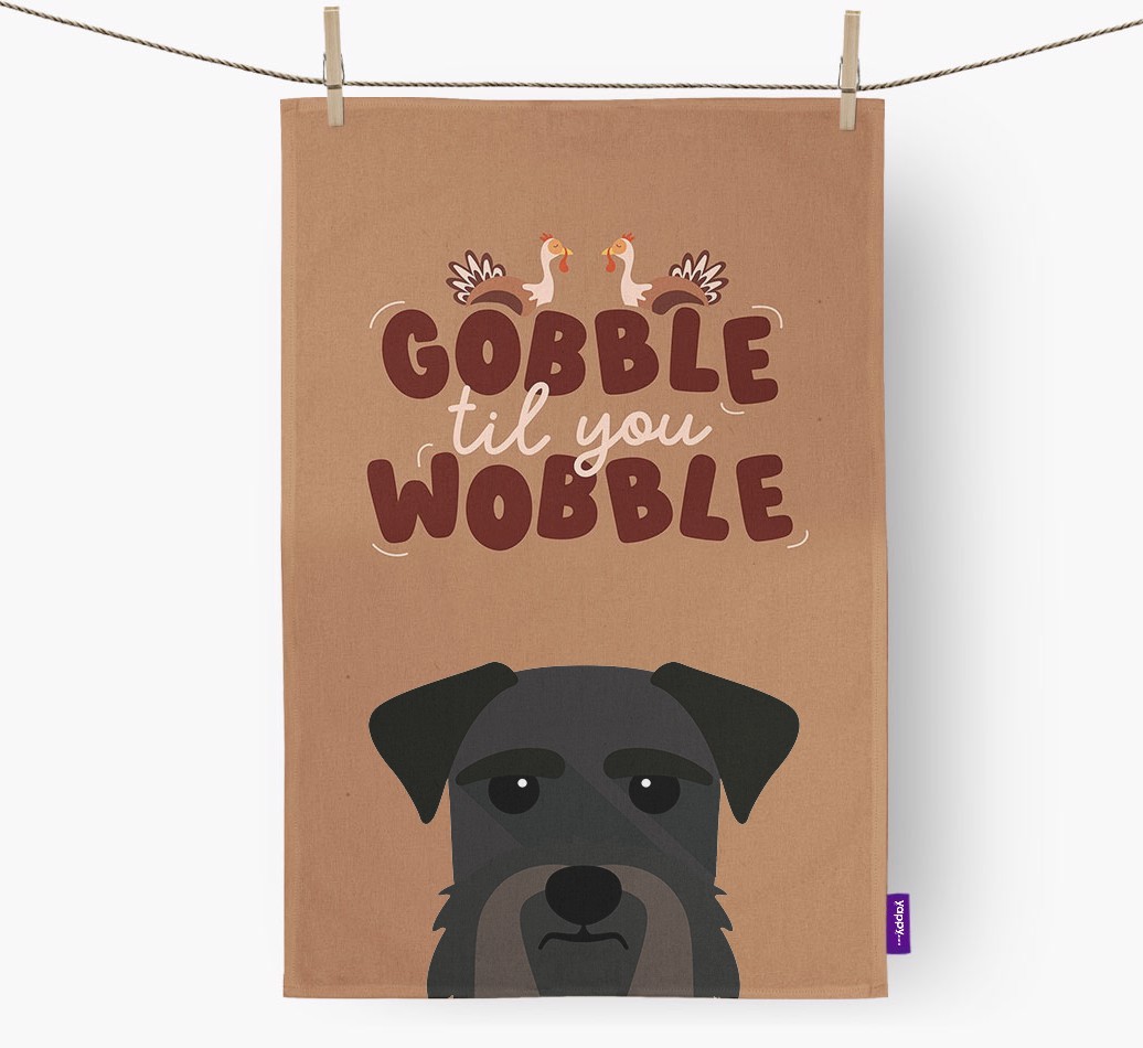 Gobble Til You Wobble: Personalised {breedFullName} Tea Towel