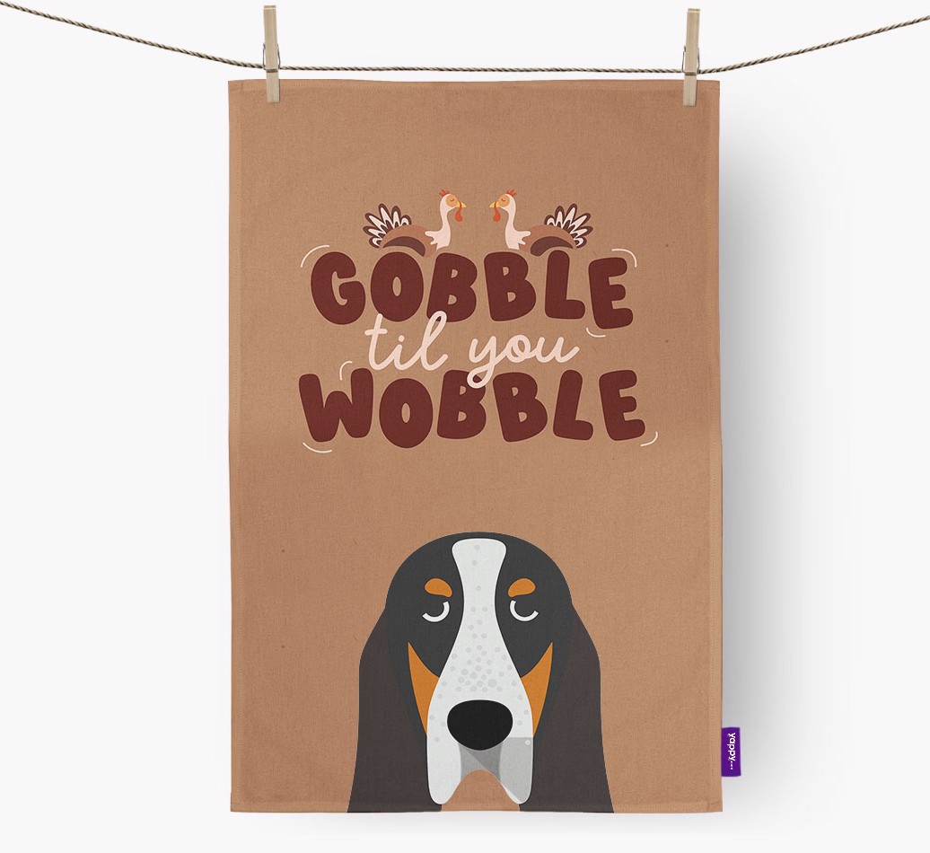 Gobble Til You Wobble: Personalised {breedFullName} Tea Towel