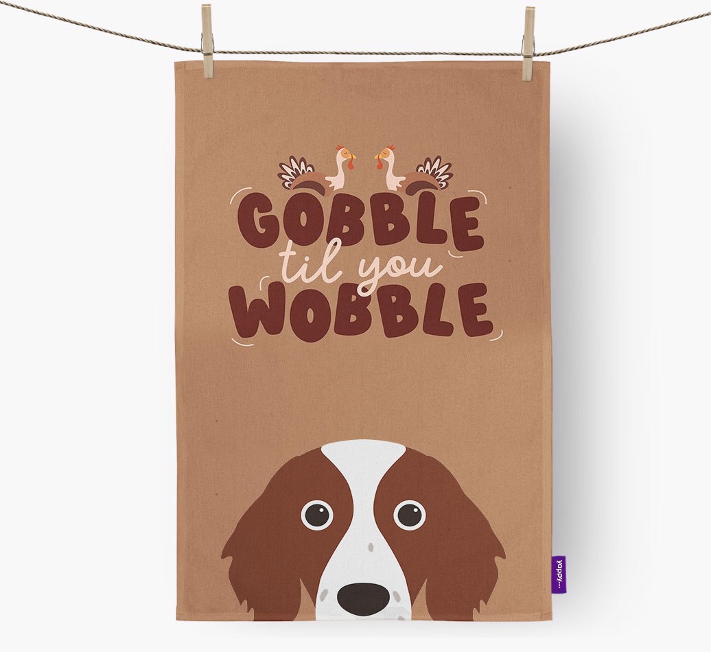 Gobble Til You Wobble: Personalised {breedFullName} Tea Towel