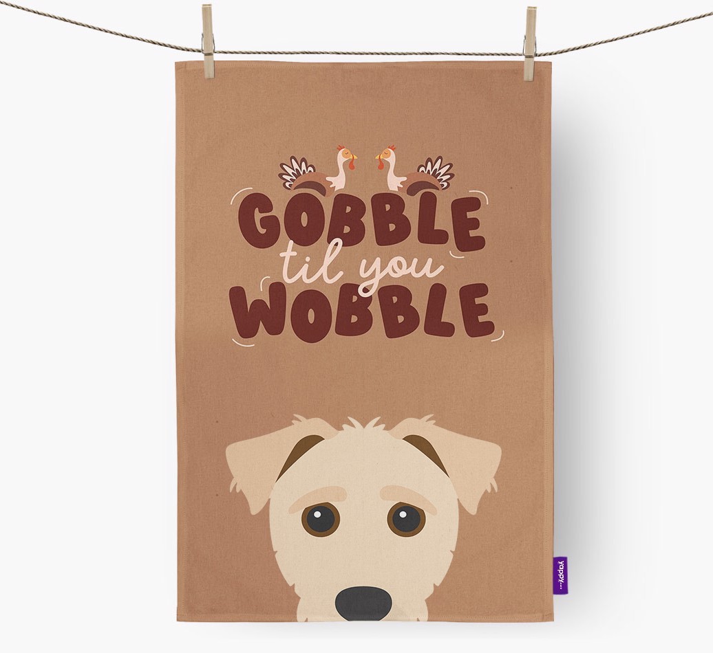 Gobble Til You Wobble: Personalised {breedFullName} Tea Towel
