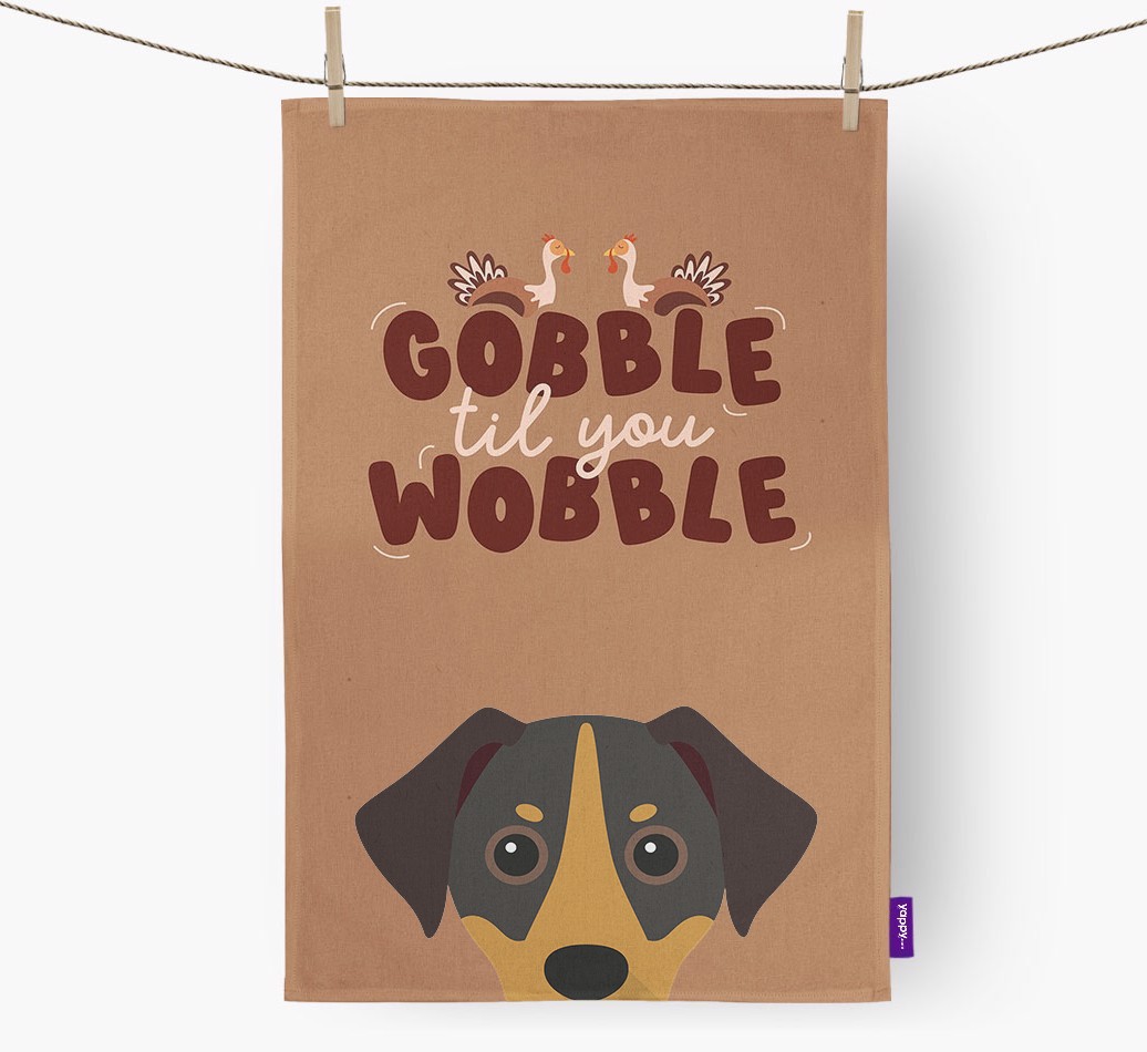 Gobble Til You Wobble: Personalised {breedFullName} Tea Towel